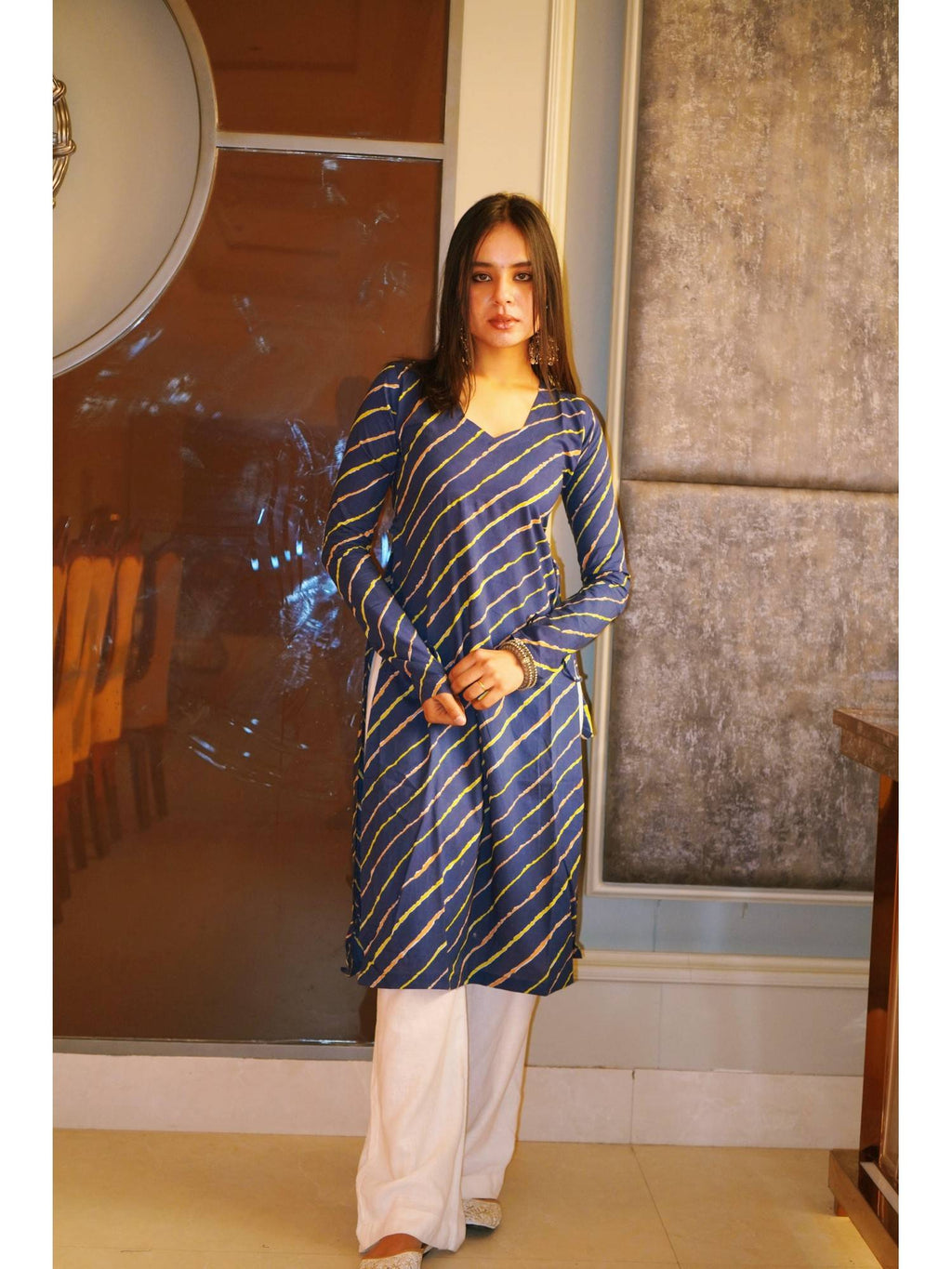 Aanya Long Stripes Printed Kurta | KDG - view 2