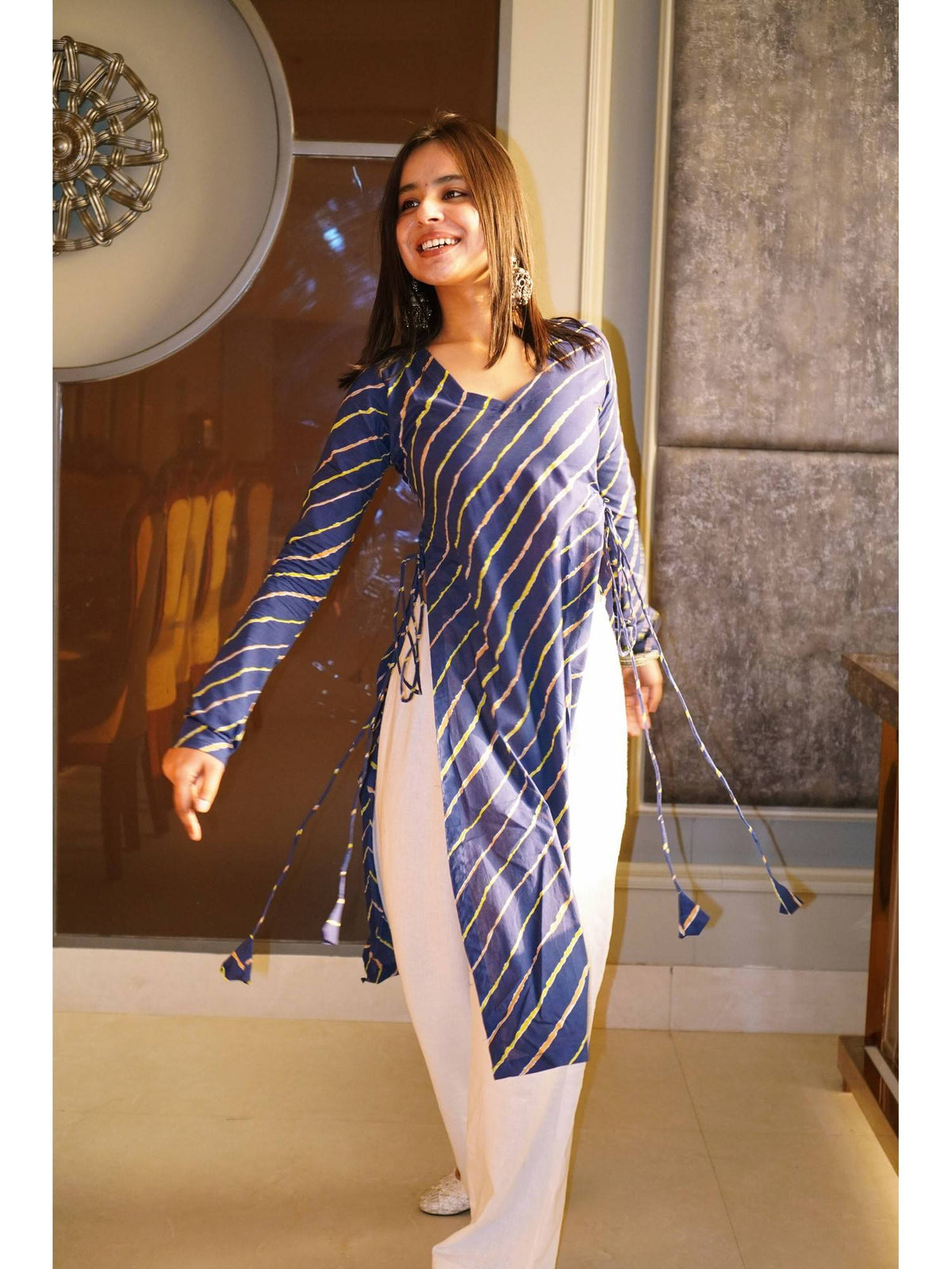 Aanya Long Stripes Printed Kurta | KDG - view 3