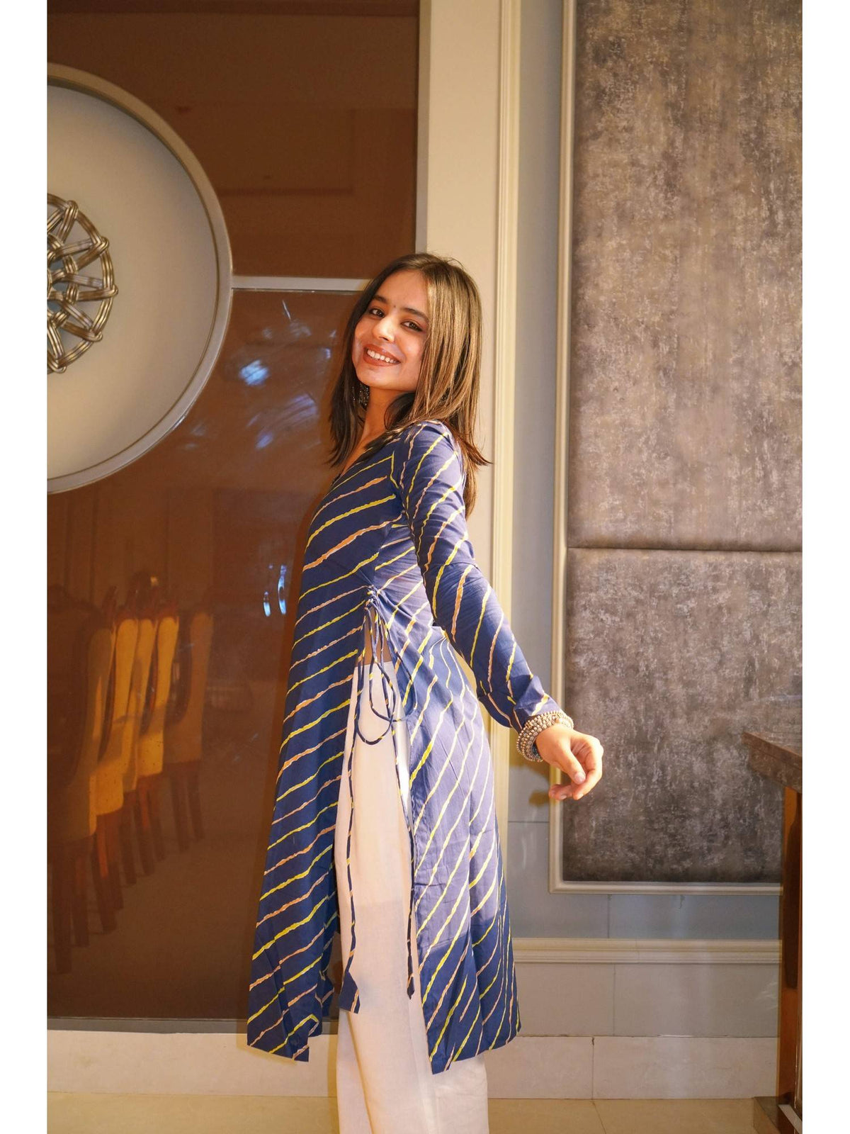 Aanya Long Stripes Printed Kurta | U3S - view 4