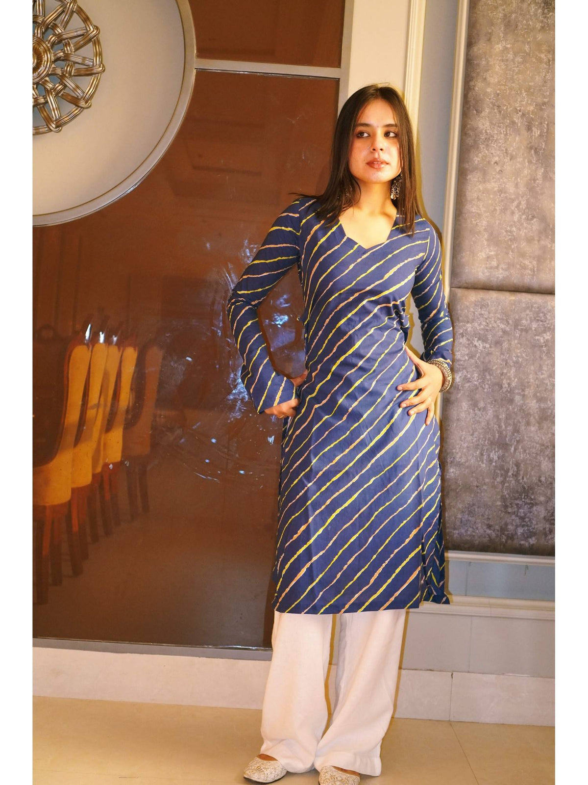 Aanya Long Stripes Printed Kurta | KDG - view 5