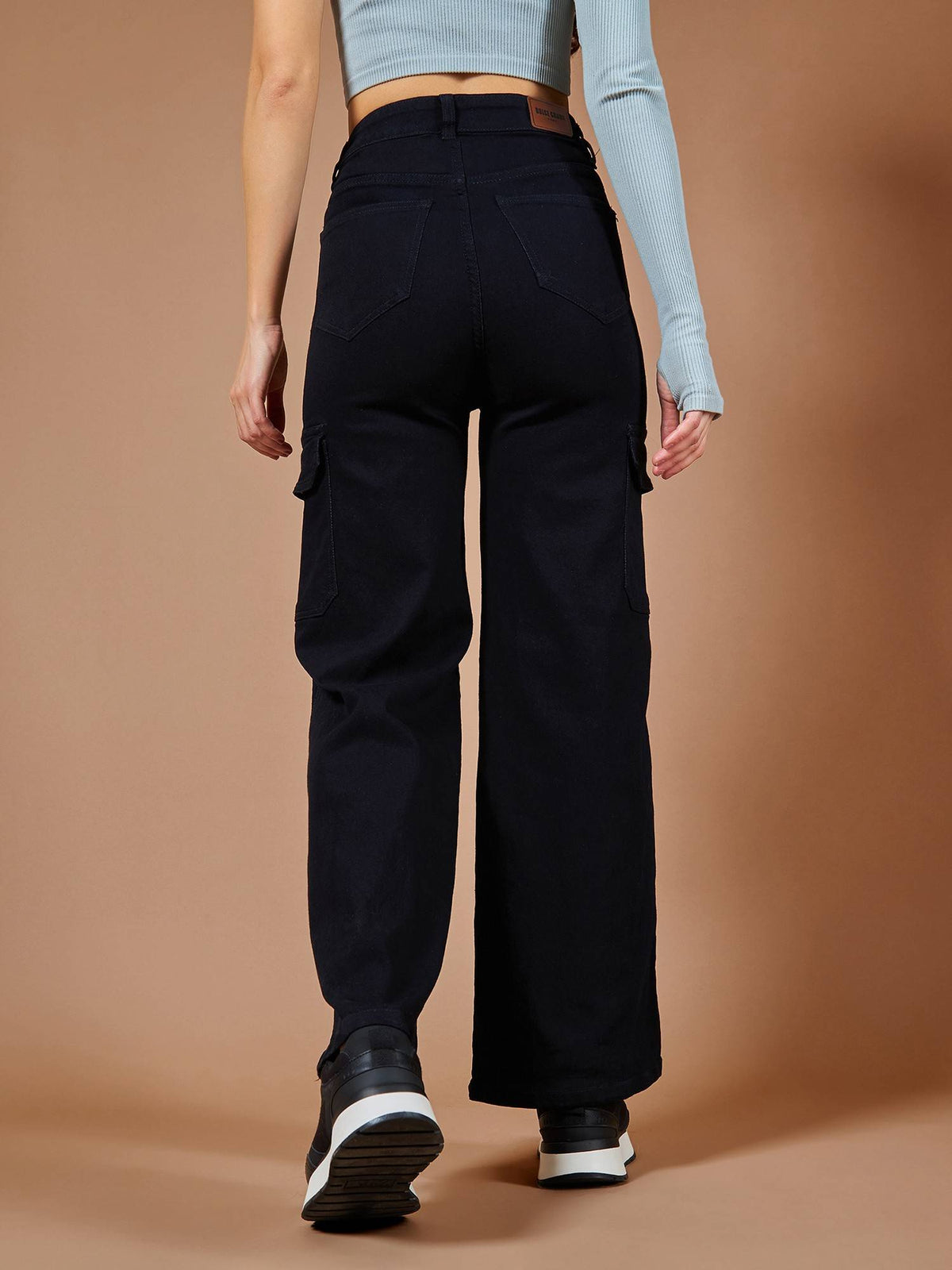 Black Women's Wide Leg High Waist Jeans | RF89 - view 4