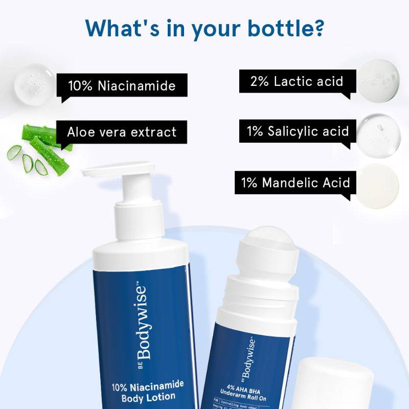 4% AHA BHA Underarm Roll On & 10% Niacinamide Body Lotion Glowing and Smooth Skin | BWS9 - view 3