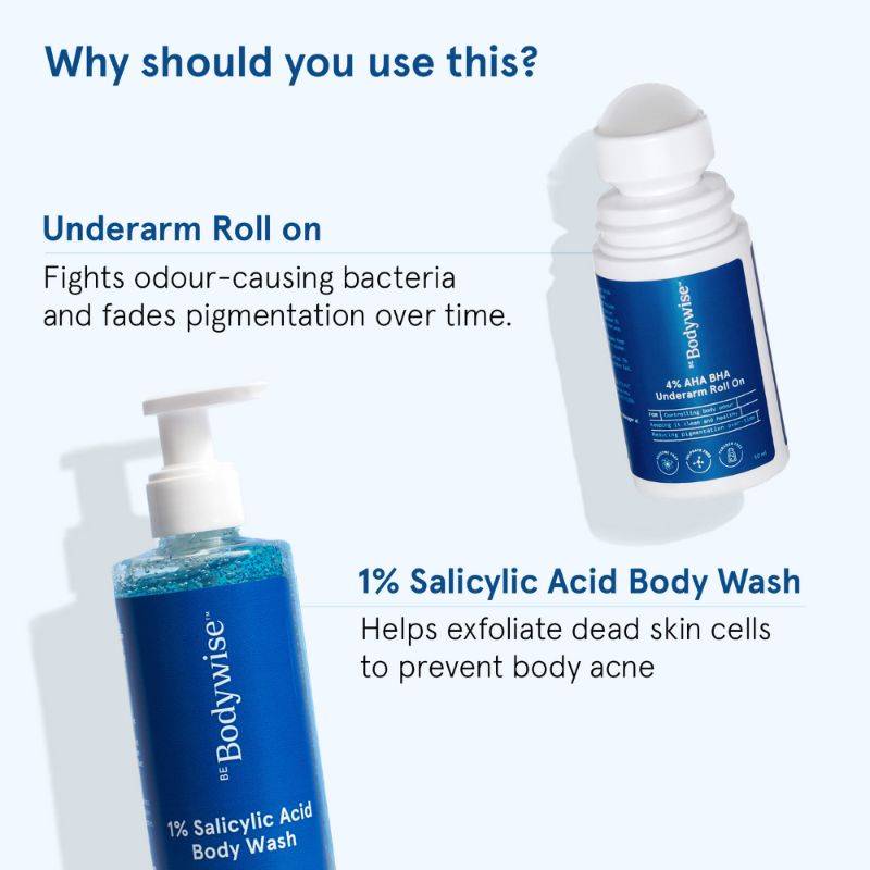 1% Salicylic Acid Body Wash & 4% AHA BHA Underarm Roll On - Helps Exfoliate Skin | BWS9 - view 2