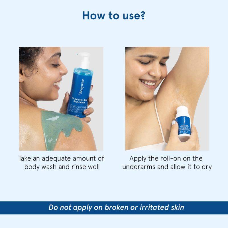 1% Salicylic Acid Body Wash & 4% AHA BHA Underarm Roll On - Helps Exfoliate Skin | BWS9 - view 4