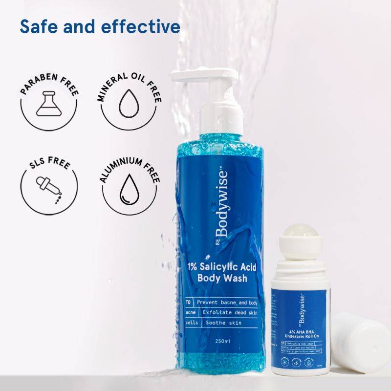 1% Salicylic Acid Body Wash & 4% AHA BHA Underarm Roll On - Helps Exfoliate Skin | BWS9 - view 5
