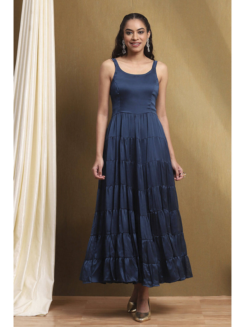 Women's Navy Blue Georgette Kurta with Jacket (Set of 2) | KDG - view 5