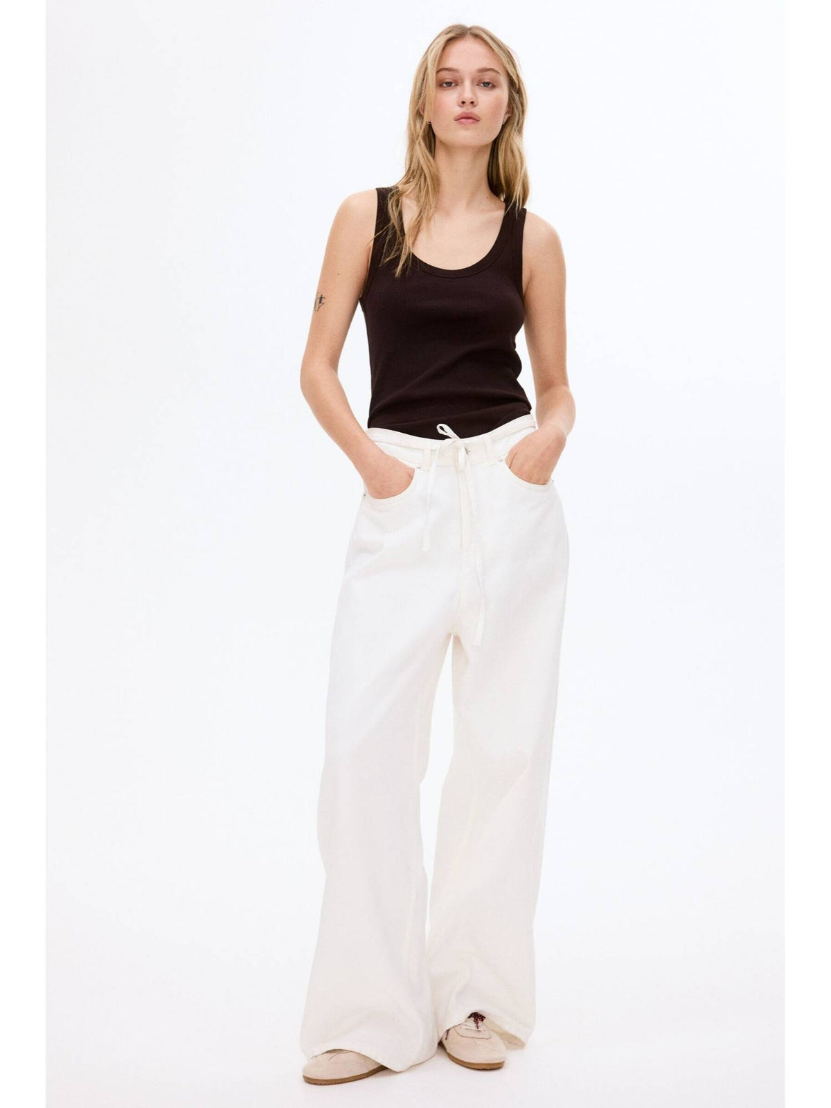 Women Brown Ribbed Vest Top | TT98 - view 2