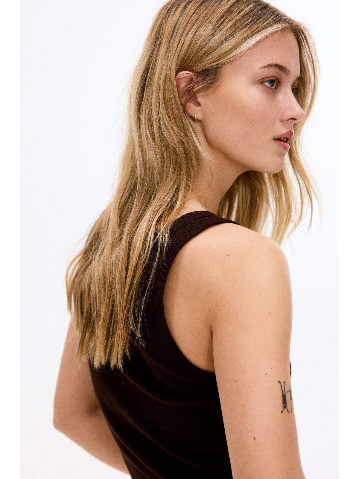 Women Brown Ribbed Vest Top | TT98 - view 3