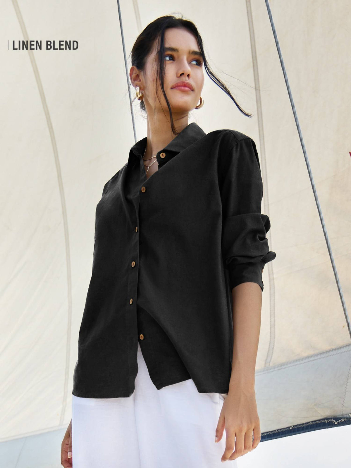 Cotton linen Chestnut Women Shirt | S67 - view 13