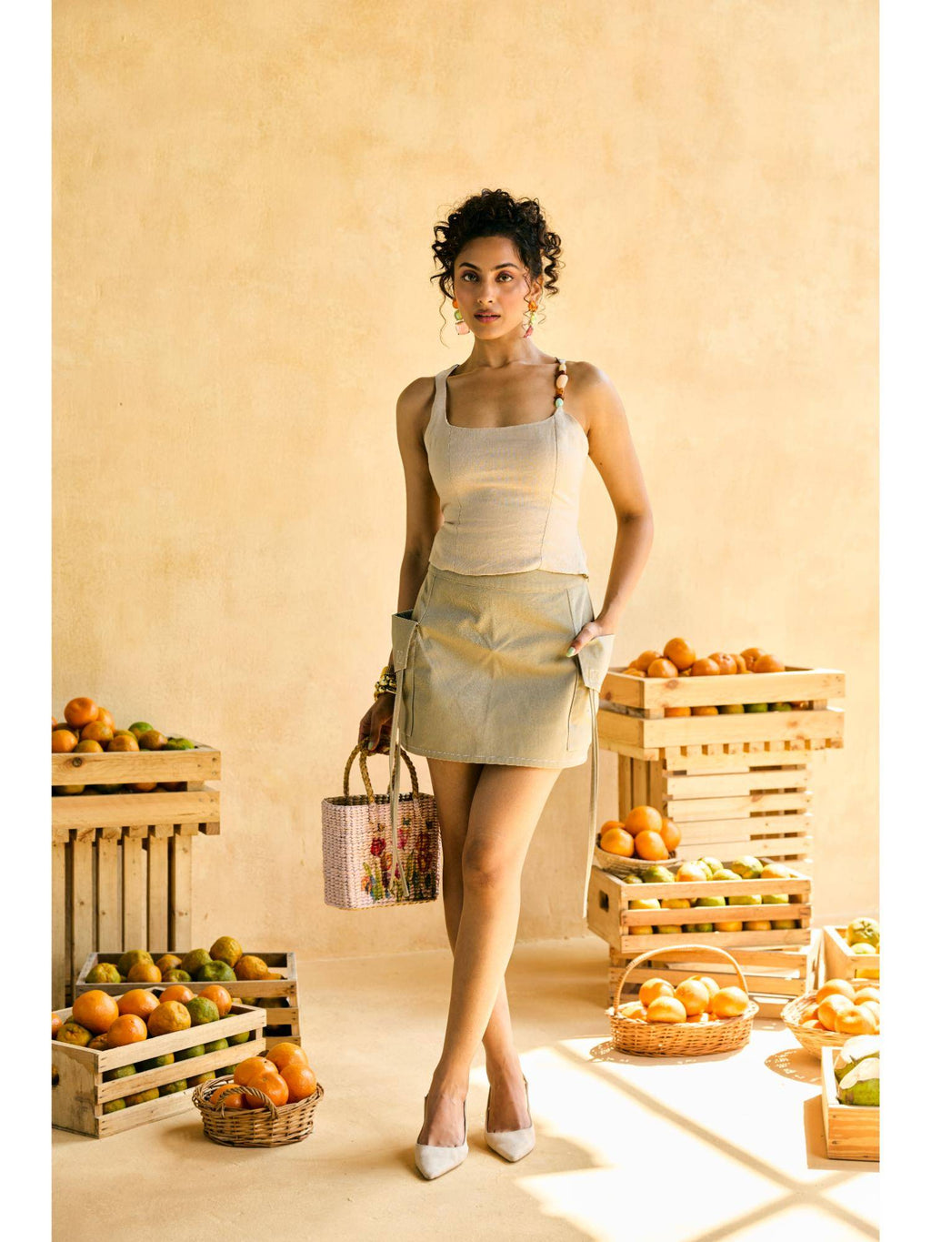 Womens Aamras Beige One-Shoulder Embellished Top | TT90 - view 4