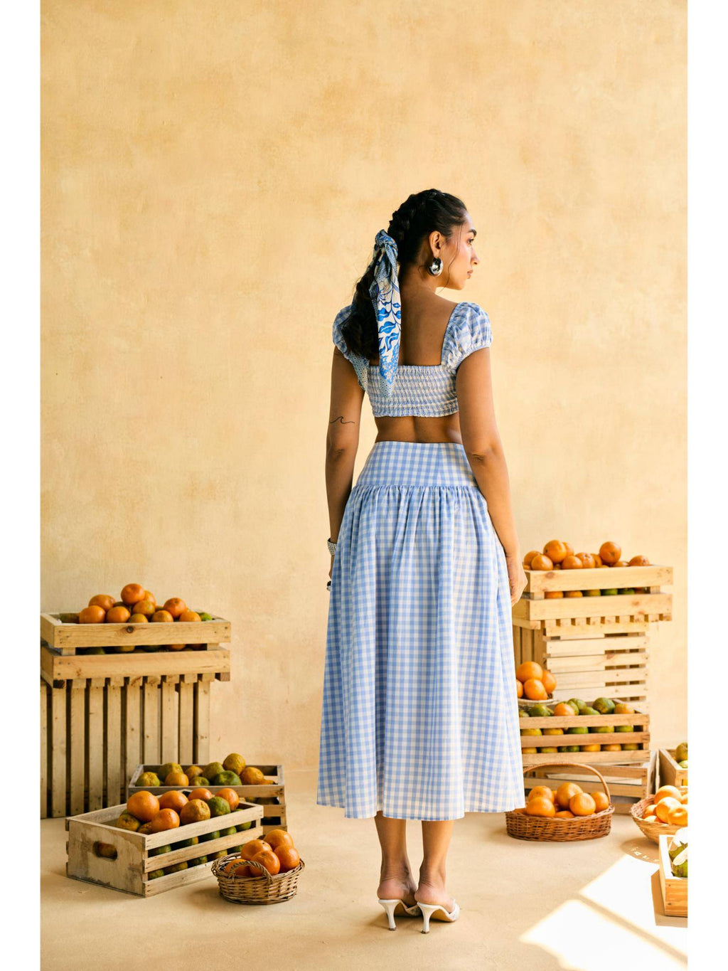 Womens Blueberry Gingham Crop Top | CT61 - view 2