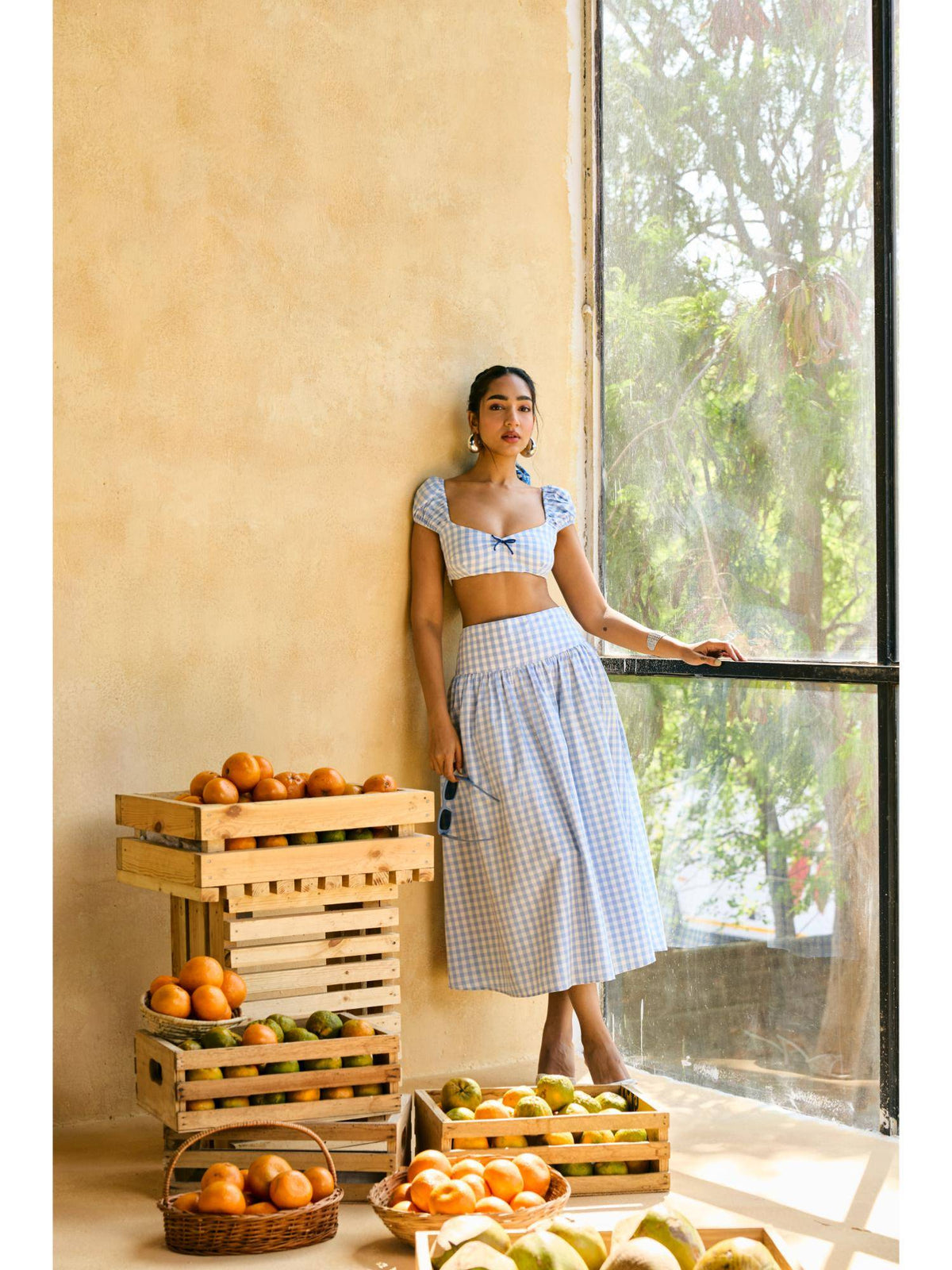 Womens Blueberry Gingham Crop Top | CT61 - view 3
