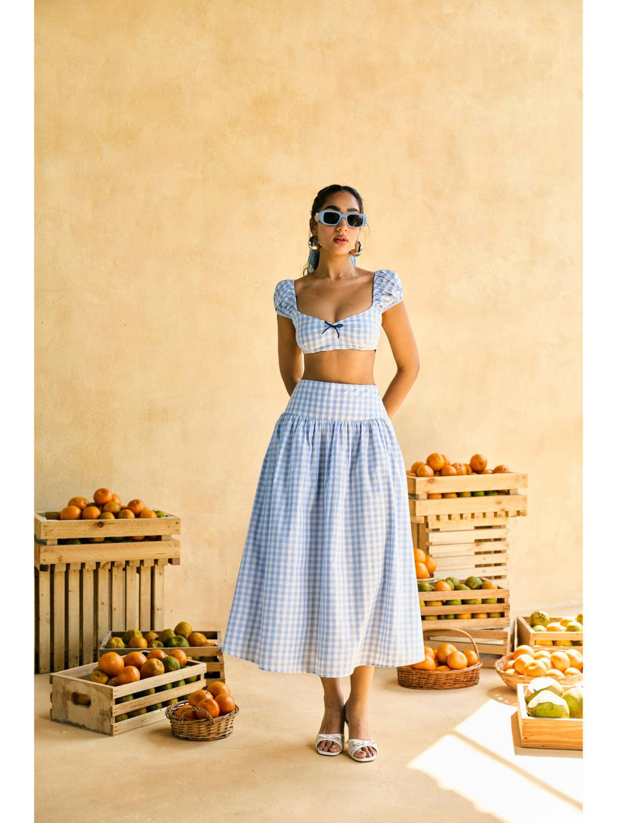 Womens Blueberry Gingham Crop Top | CT61 - view 5