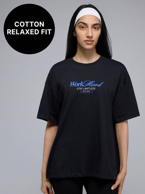 100% Cotton Oversized Graphic T-Shirt for Casual, Travel & Everyday Lifestyle KIC038 Black | TS56 - view 1