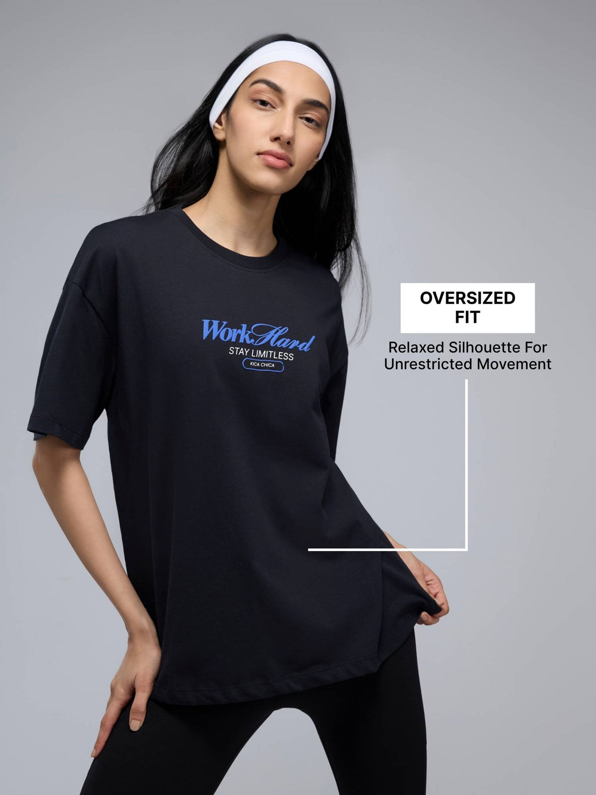 100% Cotton Oversized Graphic T-Shirt for Casual, Travel & Everyday Lifestyle KIC038 Black | TS56 - view 2