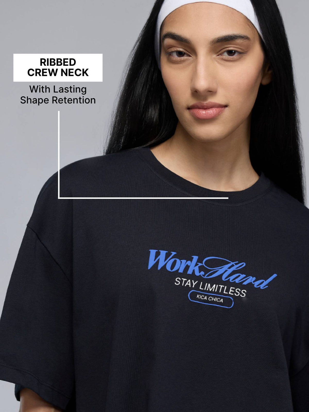 100% Cotton Oversized Graphic T-Shirt for Casual, Travel & Everyday Lifestyle KIC038 Black | TS56 - view 5