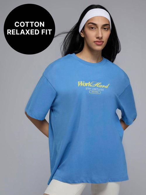 100% Cotton Oversized Graphic T-Shirt for Casual, Travel & Everyday Lifestyle KIC038 Blue | TS56 - view 1
