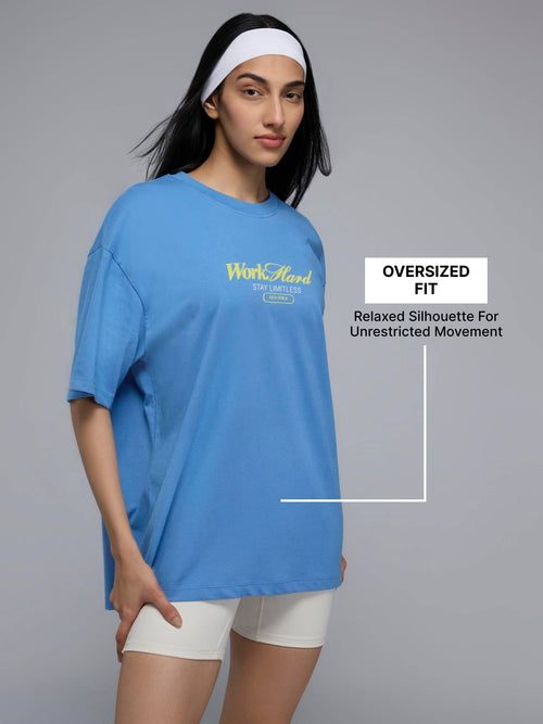 100% Cotton Oversized Graphic T-Shirt for Casual, Travel & Everyday Lifestyle KIC038 Blue | TS56 - view 2