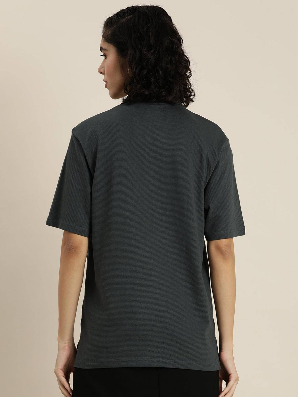White Solid Oversized Polo T-Shirt | PW43 - view 14