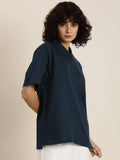 White Solid Oversized Polo T-Shirt | PW43 - view 26