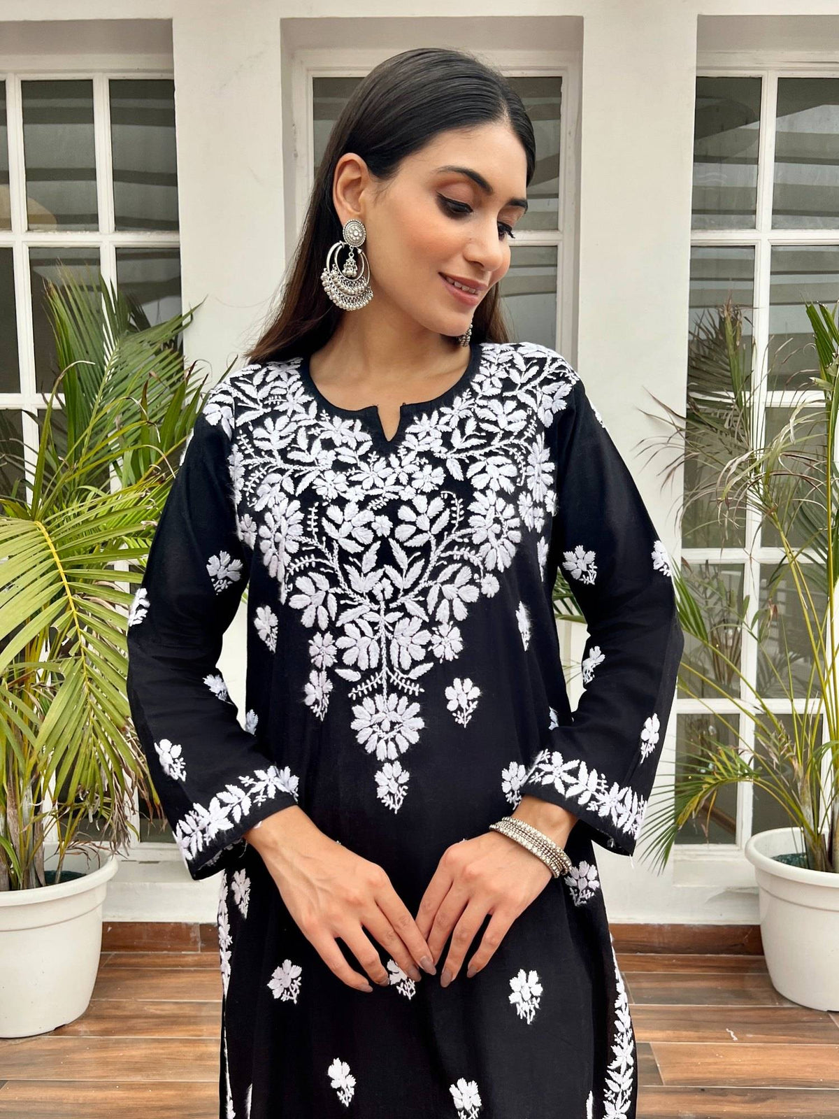 Chikankari Woven Long Kurta | U3S - view 3