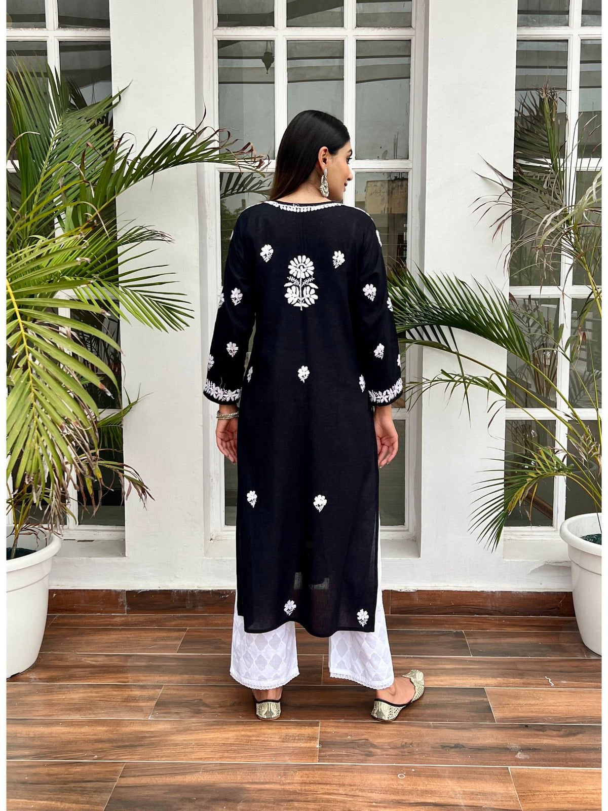 Chikankari Woven Long Kurta | U3S - view 4