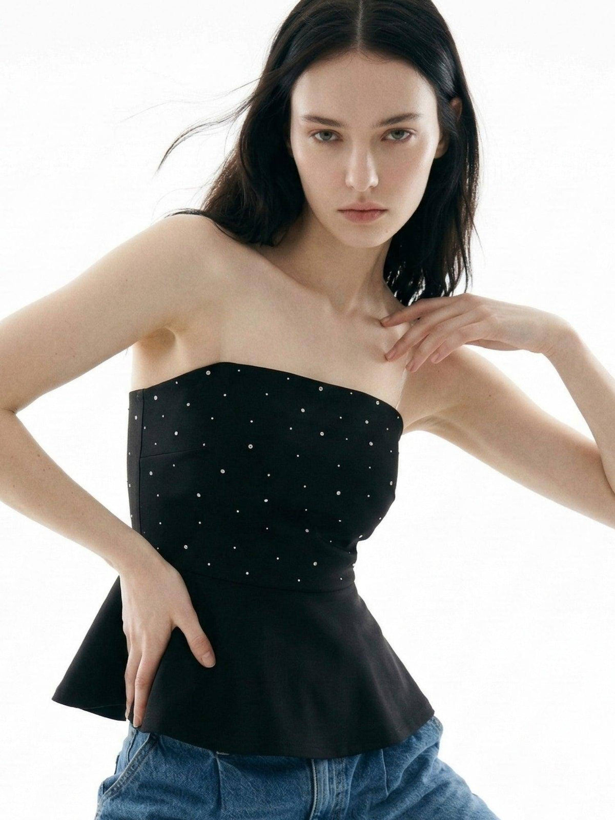 Black Tube Peplum Top | pt51 - view 2