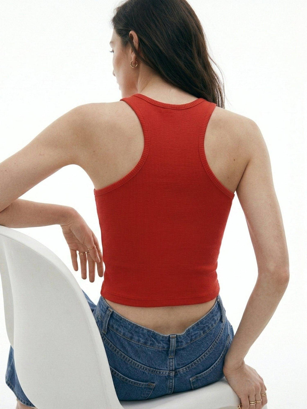 Red Gold Ring Trim Tank Top | TT98 - view 6