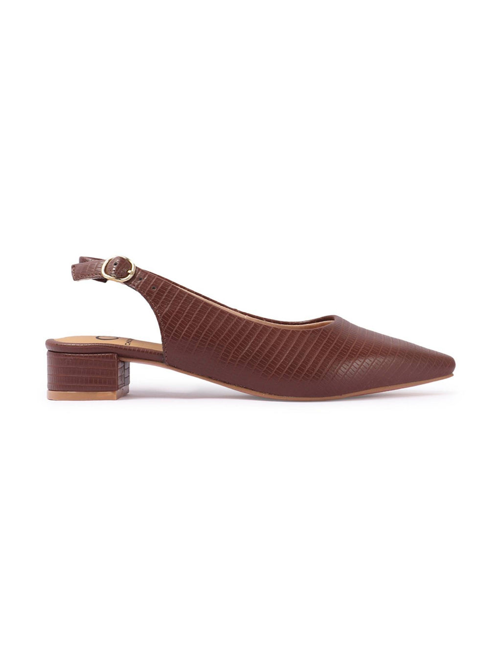 Brown Textured Backstrap Casual Mule Heels | H78 - view 5
