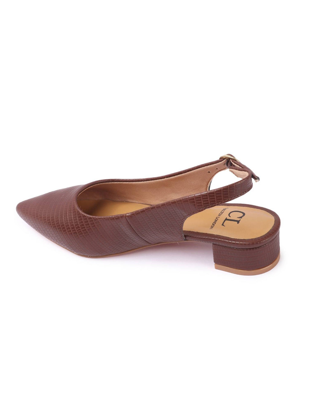 Brown Textured Backstrap Casual Mule Heels | H78 - view 6