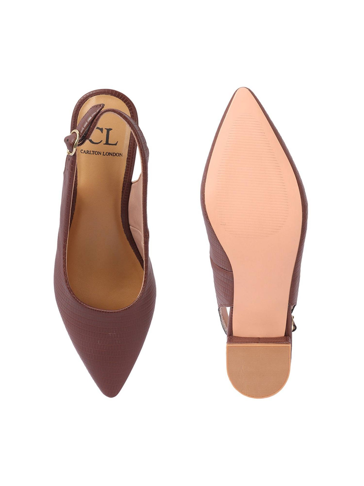 Brown Textured Backstrap Casual Mule Heels | H78 - view 7