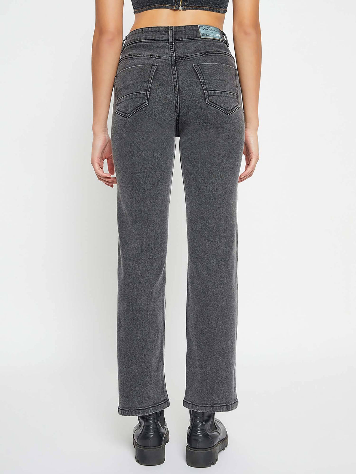 Women Grey Straight Fit Stretchable Jeans | ST23 - view 2