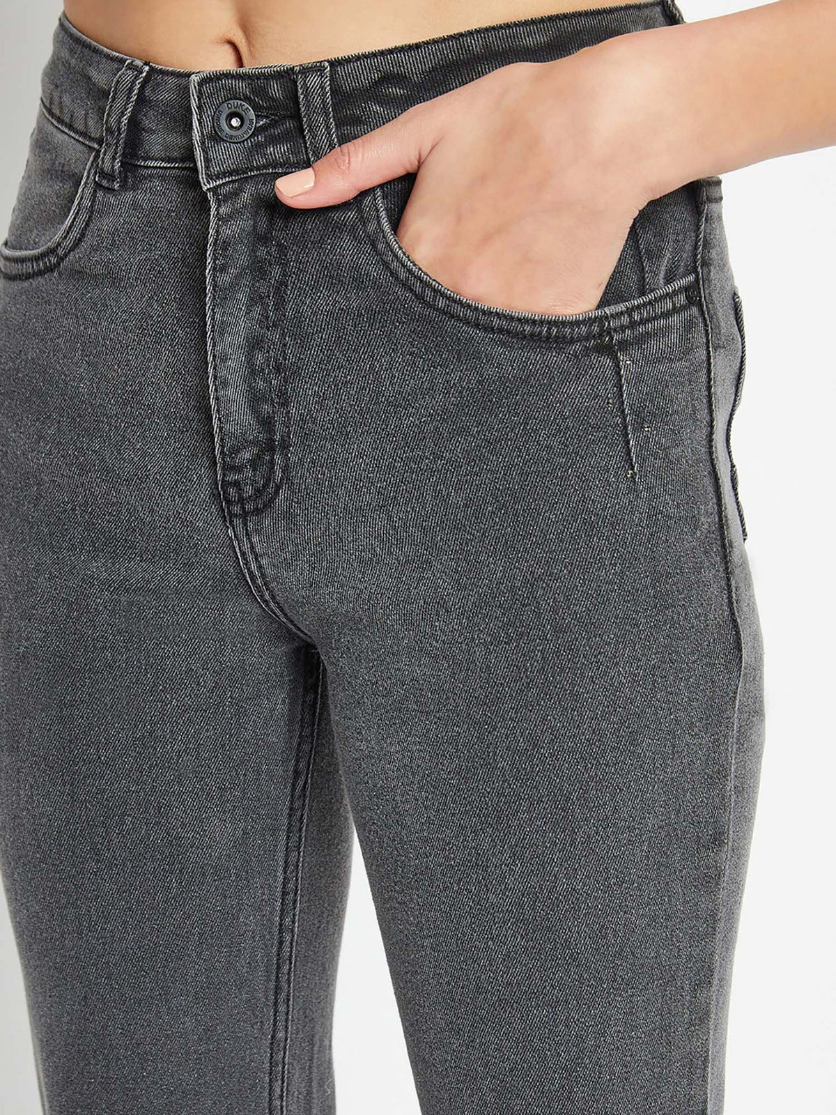 Women Grey Straight Fit Stretchable Jeans | ST23 - view 5