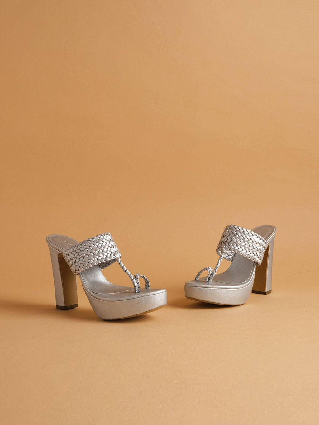 Woven Gunmetal Frida Kolhapuri Heels | H78 - view 7