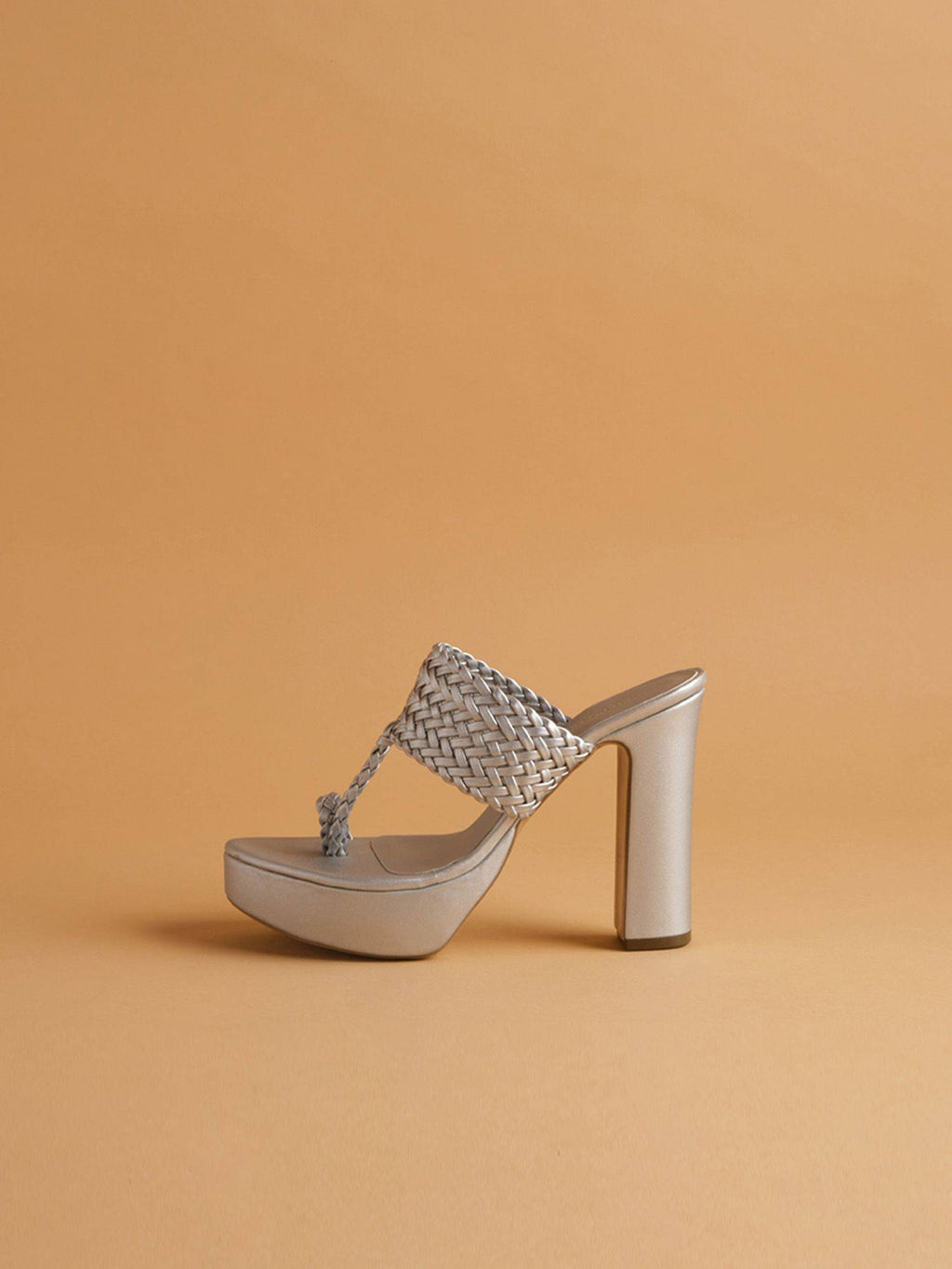 Woven Gunmetal Frida Kolhapuri Heels | H78 - view 8