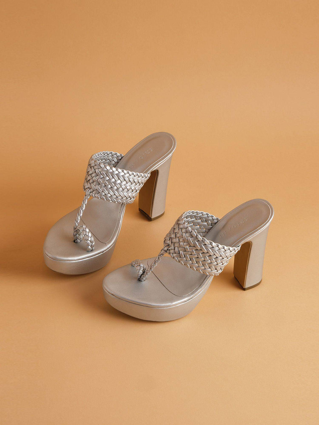 Woven Gunmetal Frida Kolhapuri Heels | H78 - view 9