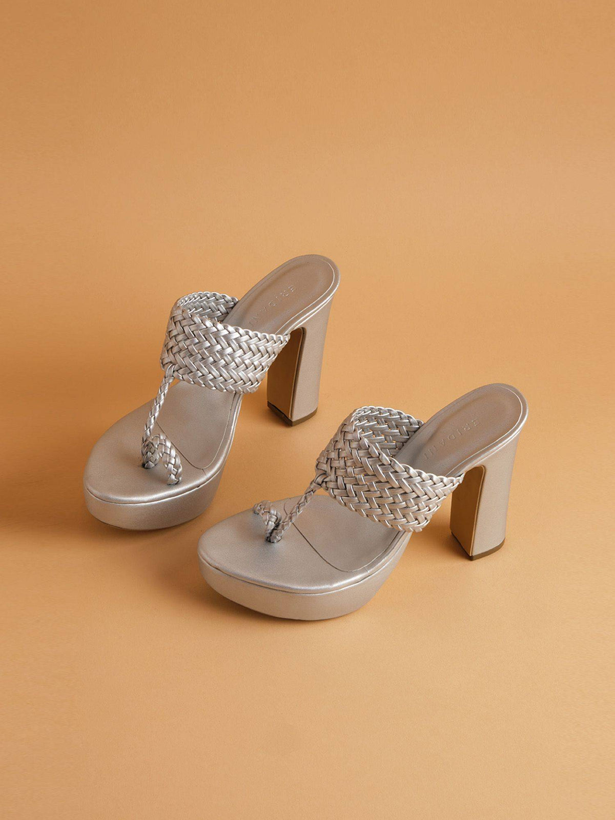 Woven Gunmetal Frida Kolhapuri Heels | H78 - view 9
