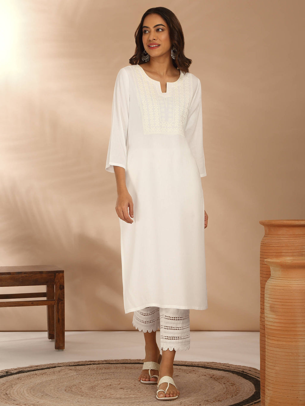 Red Rayon Straight Fit Yoke Embroidered Kurta LIKLBKU20 | KDG - view 20