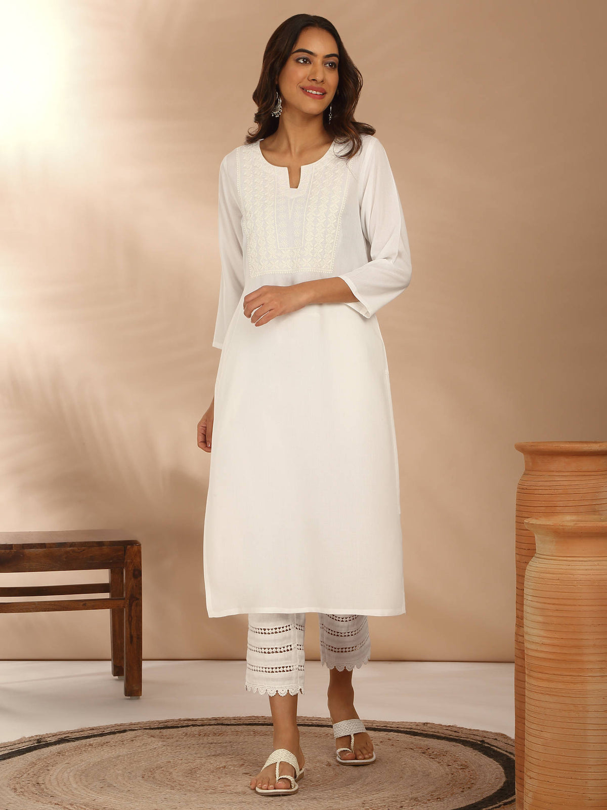 Red Rayon Straight Fit Yoke Embroidered Kurta LIKLBKU20 | U3S - view 21