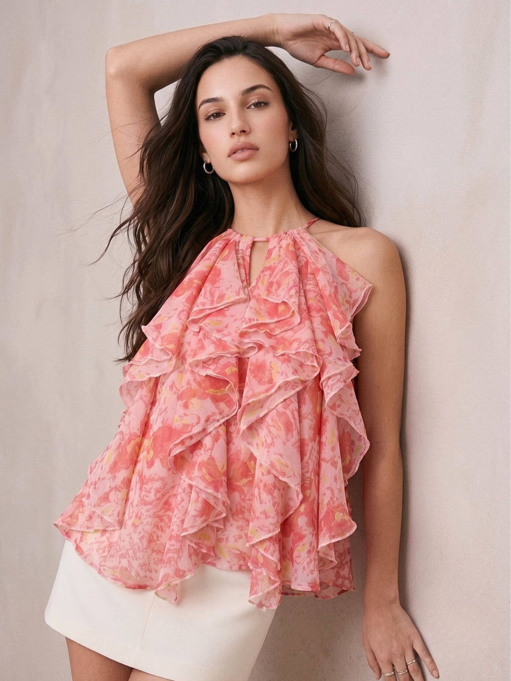 Women's Polyester Floral Pink Top | HT67 - view 2