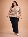 Desert Check Beige Top | pt51 - view 1