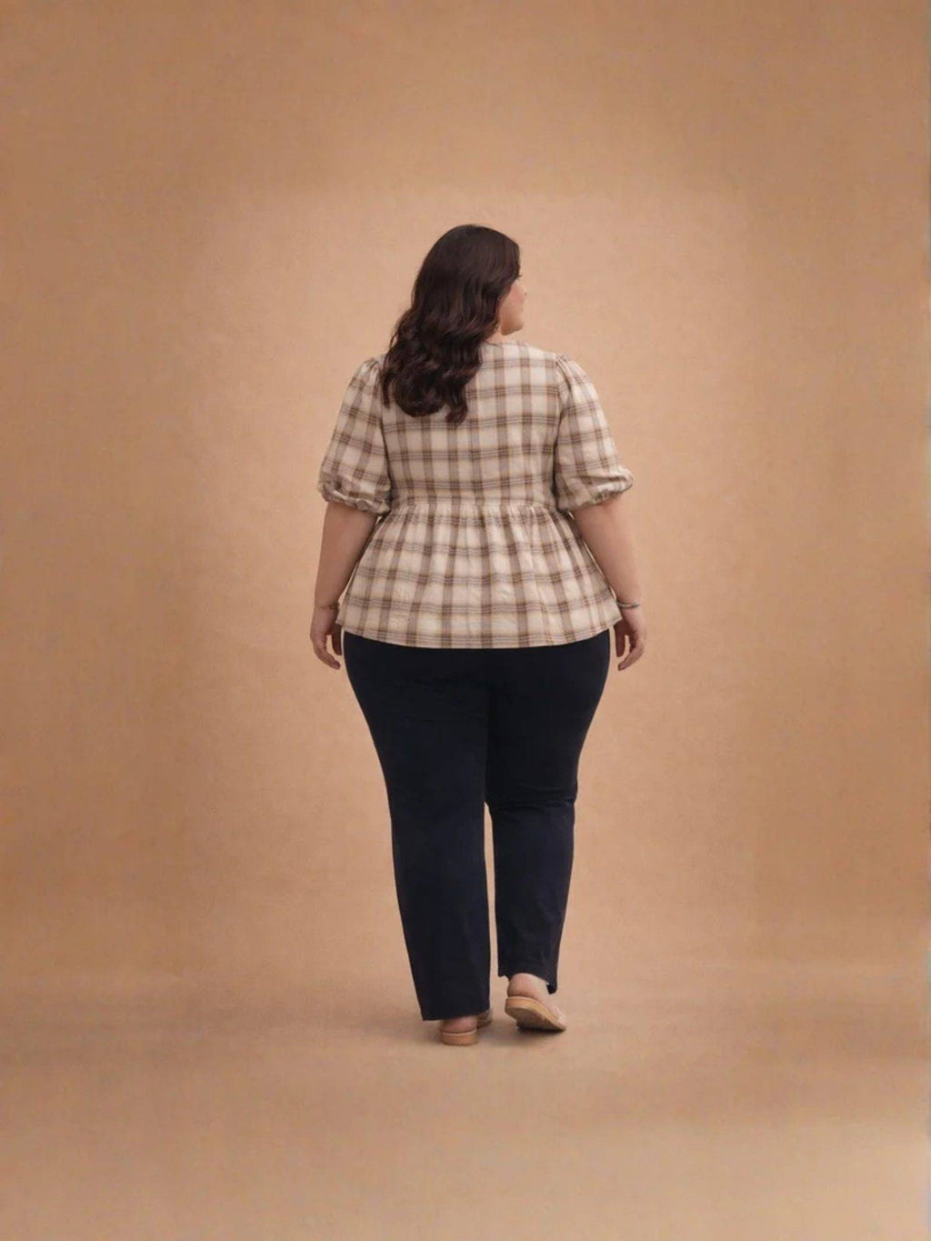 Desert Check Beige Top | pt51 - view 3