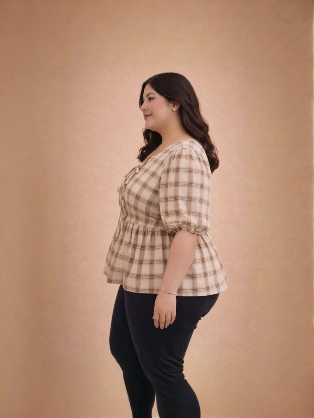 Desert Check Beige Top | pt51 - view 5