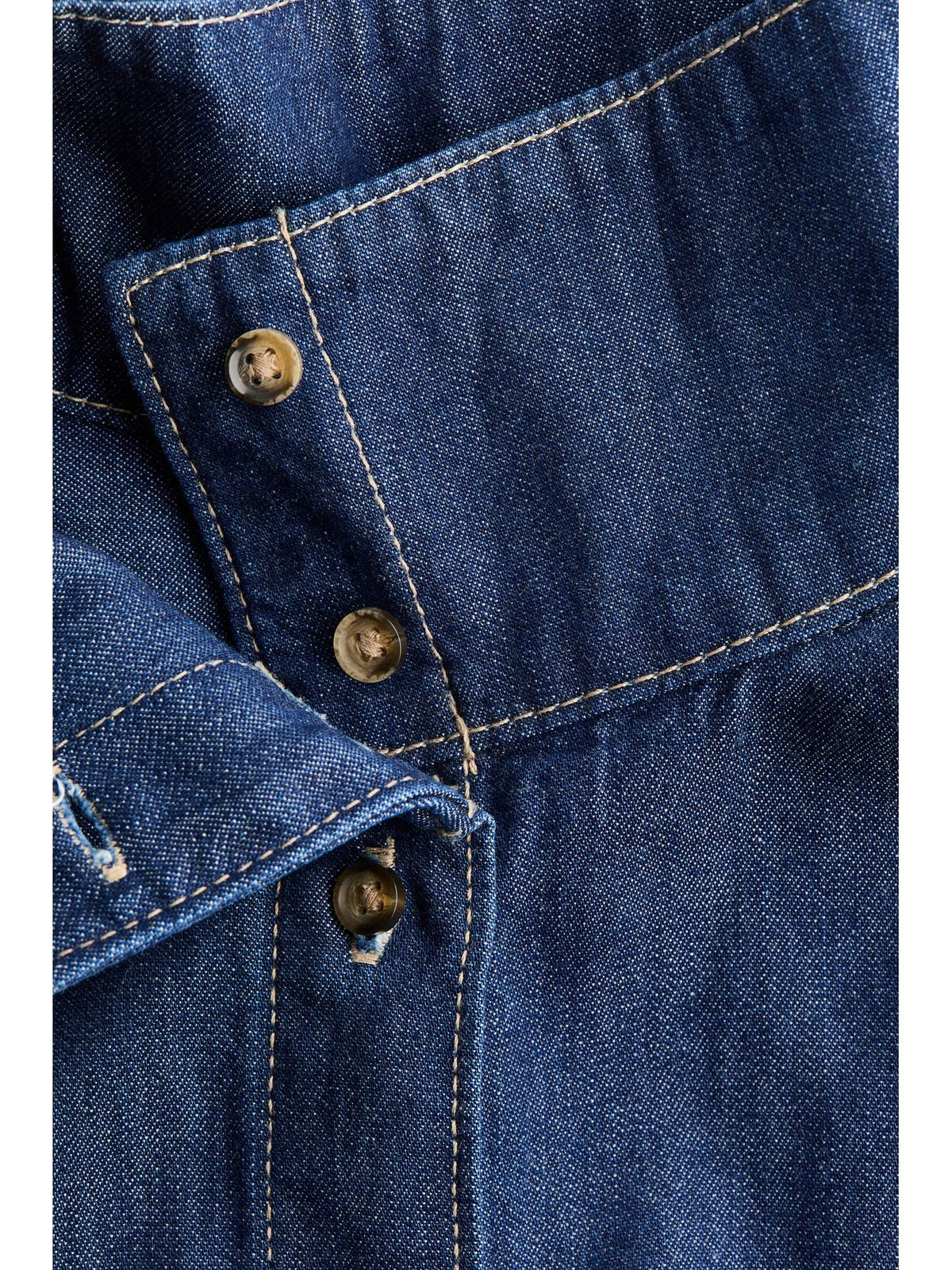Women Blue Scarf-detail denim blouse | S67 - view 2