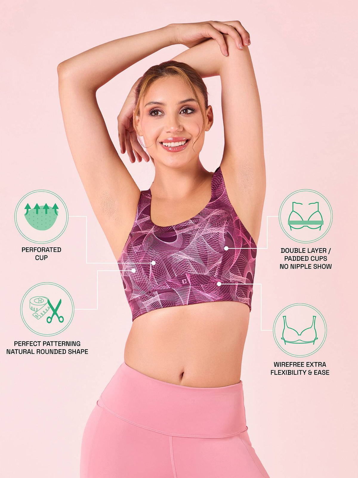 Womens SB18-Padded Wirefree Full Coverage High Impact Sports Bra | sb09 - view 3