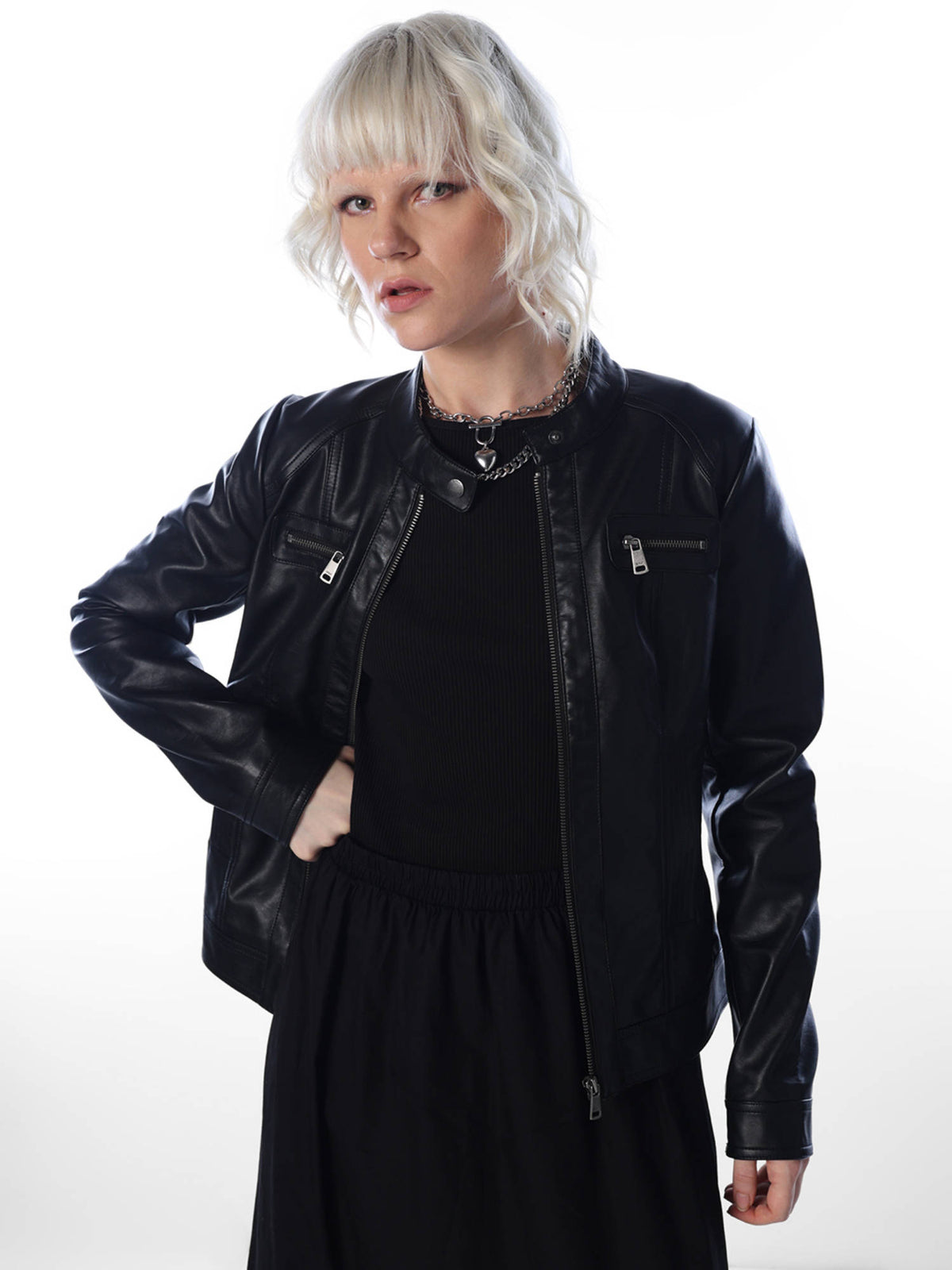 Women Black Solid/Plain Viscose Rayon Jacket | JC78 - view 2