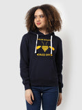 Women Navy Blue Buzz-Off Graphic Printed Pullover Hoodie | HD56 - view 1