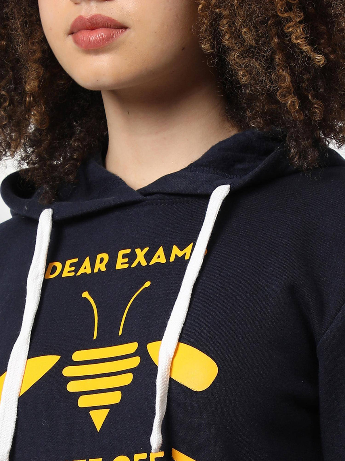 Women Navy Blue Buzz-Off Graphic Printed Pullover Hoodie | HD56 - view 6