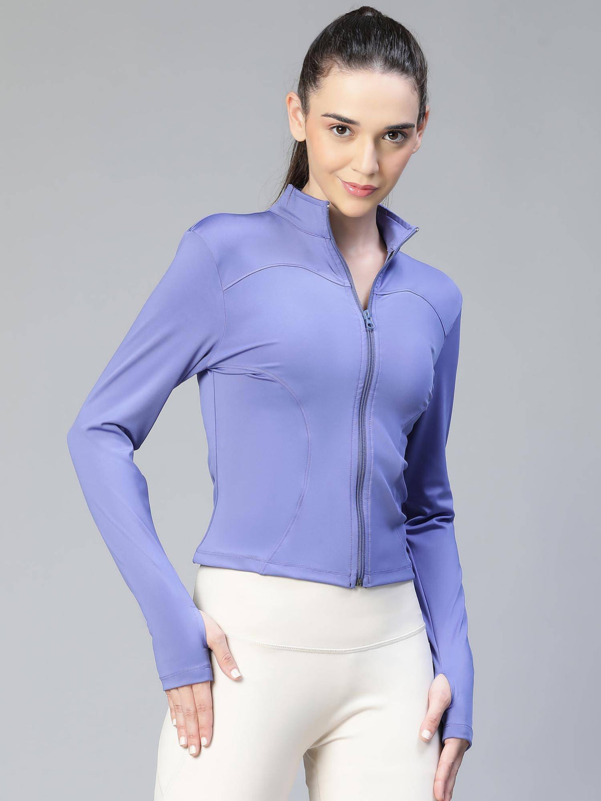 Purple Women Solid Dry-Fit Outdoor Jacket | JK12 - view 3
