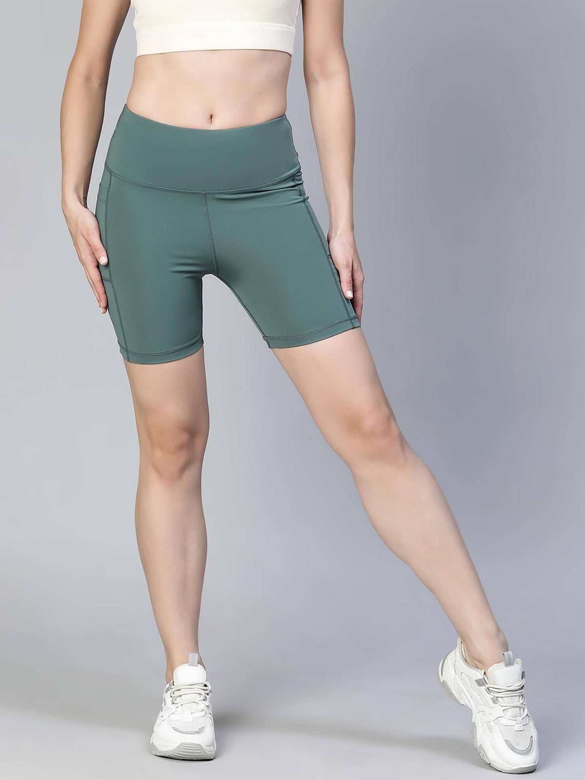 Women Orange Mid Waist Fitness Shorts - view 8